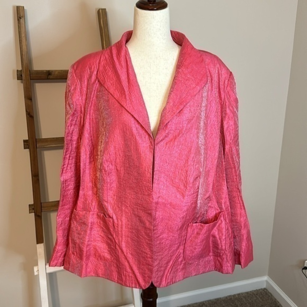 TanJay Pink Shimmery Blazer Size 20W with Two Functional Front Pockets